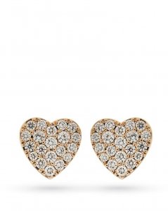 18kt rose gold heart stud earrings with diamonds ct 0,15 18kt rose gold heart stud earrings with diamonds ct 0,15