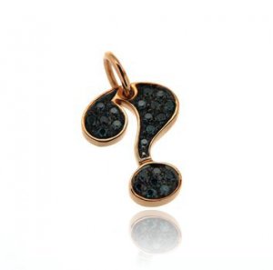 18kt rose gold pendant with question mark with blue diamonds