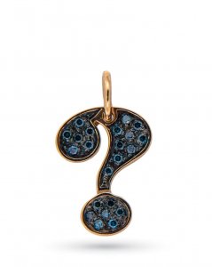 18kt rose gold pendant with question mark with blue diamonds