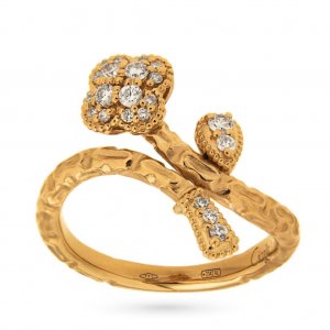 18kt rose gold ring with diamond flower 0,29ct
