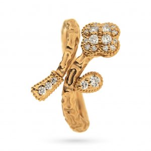18kt rose gold ring with diamond flower 0,29ct
