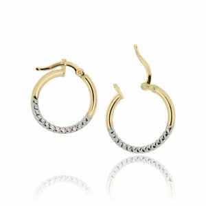 18kt white and yellow gold hoop earrings