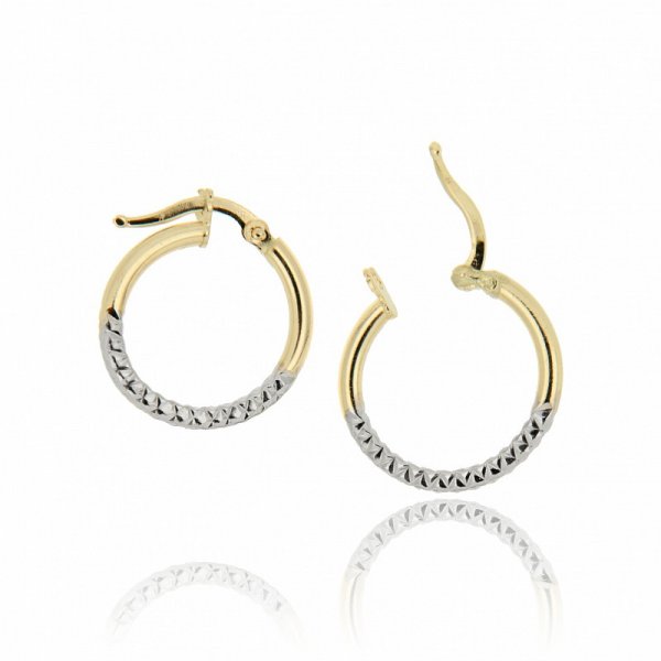 18kt white and yellow gold hoop earrings