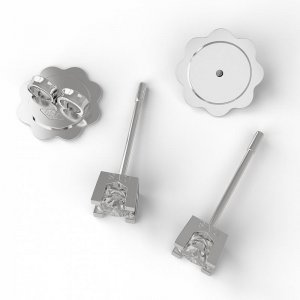 18kt white gold 4 griff stud earrings with diamonds ct 0,35 D VS