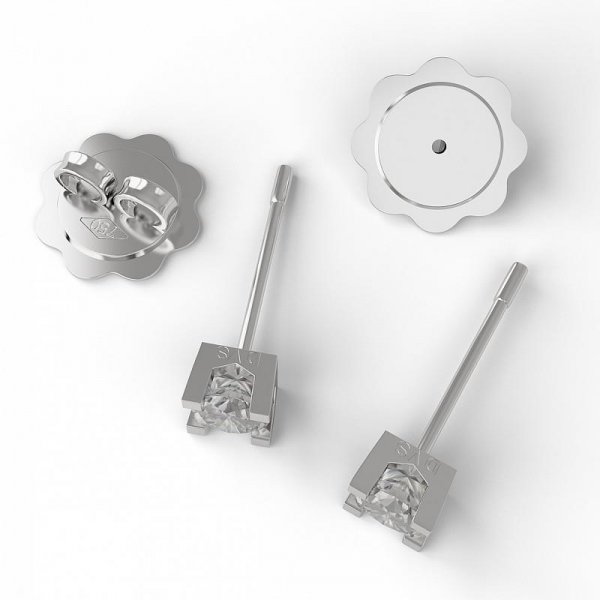 18kt white gold 4 griff stud earrings with diamonds ct 0,35 D VS