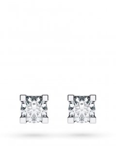 18kt white gold 4 griff stud earrings with diamonds ct 0,35 D VS
