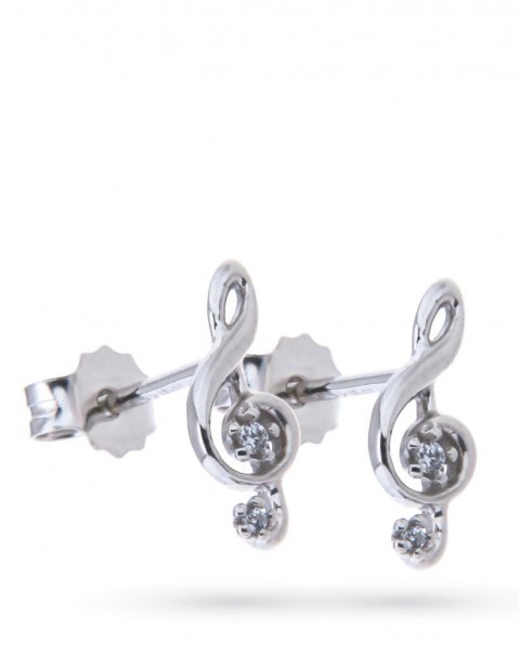 18kt white gold earrings with treble clef