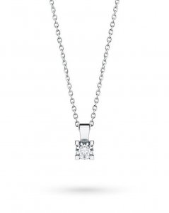 18kt white gold solitaire necklace with diamond D VS 0,15ct