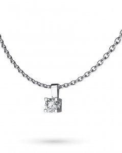 18kt white gold solitaire necklace with diamond D VS 0,15ct