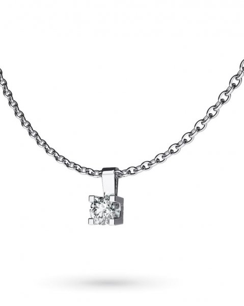 18kt white gold solitaire necklace with diamond D VS 0,15ct