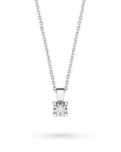 18kt white gold solitaire necklace with diamond D VS 0,22ct