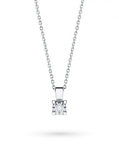 18kt white gold solitaire necklace with diamond D VS 0,22ct