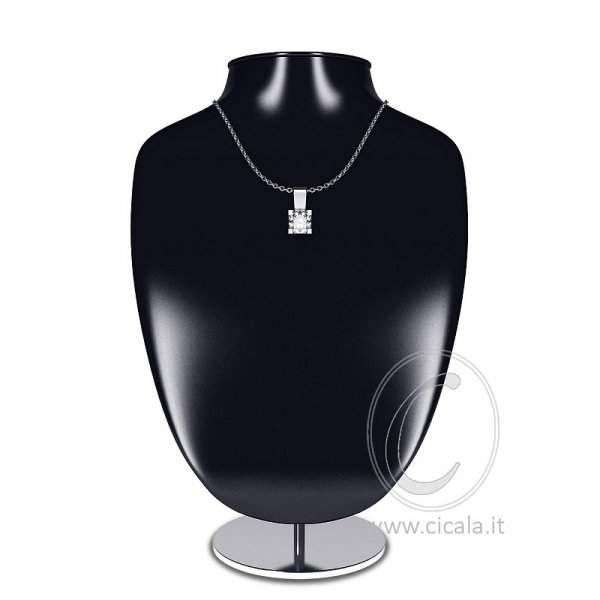 18kt white gold solitaire necklace with diamond D VS 0,25ct