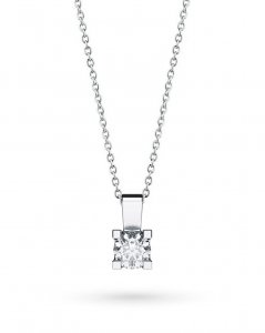 18kt white gold solitaire necklace with diamond D VS 0,40ct