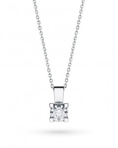 18kt white gold solitaire necklace with diamond D VS 0,50ct