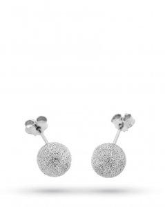 18kt white gold stud earring with sanded sphere