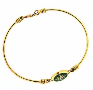 18kt yellow gold bracelet with enameled compass