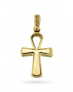 18kt yellow gold egyptian cross with polished surface