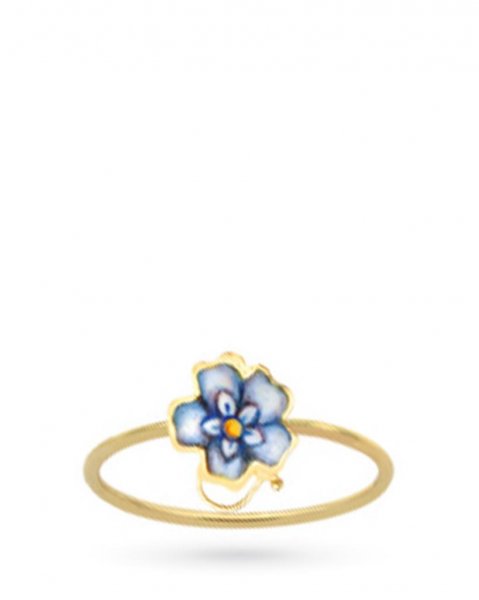 18kt yellow gold Gabriella Rivalta ring with blu flower Periwinkle