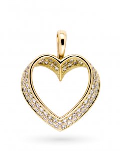 18kt yellow gold heart pendant with zirconia