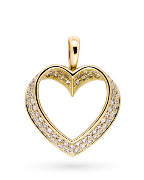 18kt yellow gold heart pendant with zirconia
