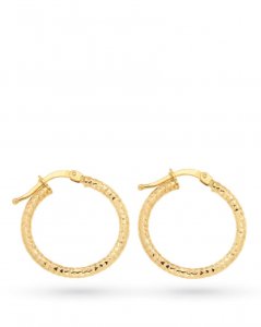18kt yellow gold hoop earrings with shining surface 2cm
