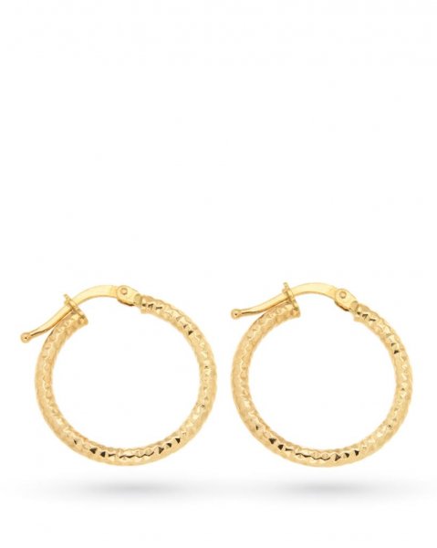 18kt yellow gold hoop earrings with shining surface 2cm