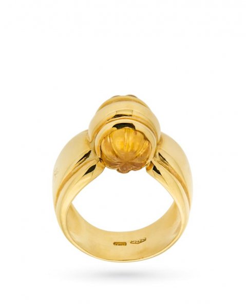 18kt yellow gold ring band with quartz