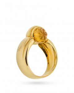 Anello a fascia in oro giallo con quarzi