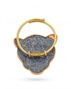 Anello in oro giallo con testa di leopardo delle nevi