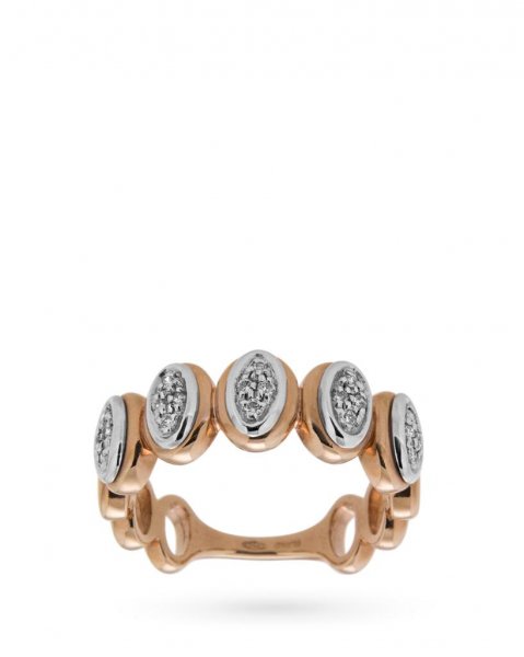 Anello in oro rosa e bianco con ovali e diamanti 0,20ct G VS