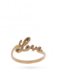 Anello LOVE in oro rosa con diamanti 0,17 ct G VS