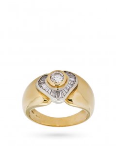 Anello vintage in oro giallo con diamanti 0,94ct H VS