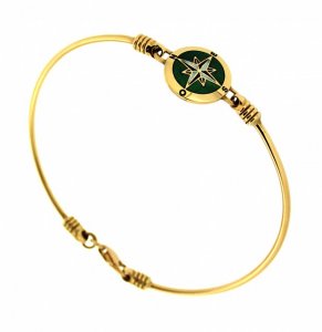 Bracciale in oro giallo con rosa dei venti smaltata