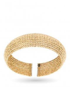 Bracciale rigido in oro giallo con 11 fili di sferette