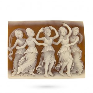 Cameo artistico Danzatrici realizzato a mano 45x35mm