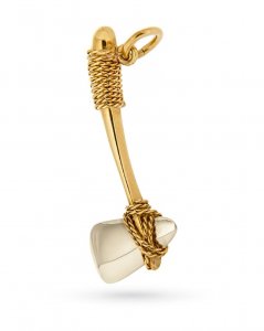 Ciondolo Tomahawk ascia in oro giallo e bianco 18kt