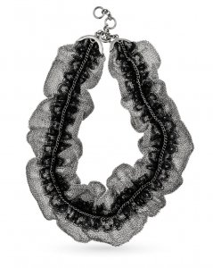 Collarino in tessuto argentato e pizzo