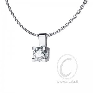 Girocollo punto luce in oro bianco con diamante D VS 0,25ct
