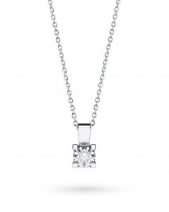 Girocollo punto luce in oro bianco con diamante D VS 0,31ct