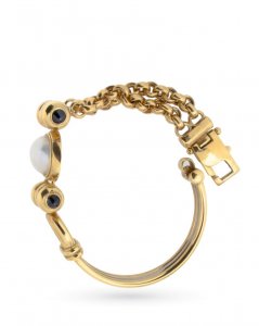 Gold bracelet with mabe pearl and sapphires