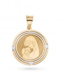 Medaglietta con Madonnina e Gesu in oro giallo e bianco 18kt