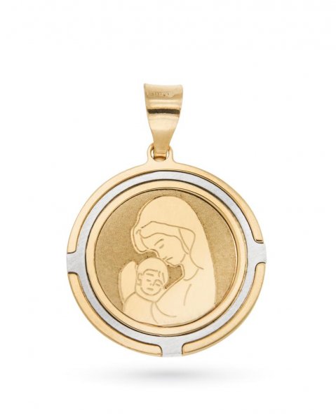 Medaglietta con Madonnina e Gesu in oro giallo e bianco 18kt