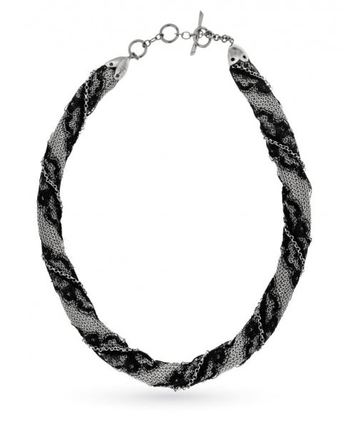 Necklace Adami e Martucci in soft silvered tissue and lace