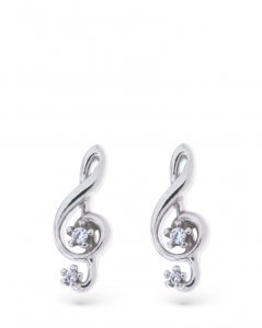 Orecchini in oro bianco con chiave di violino