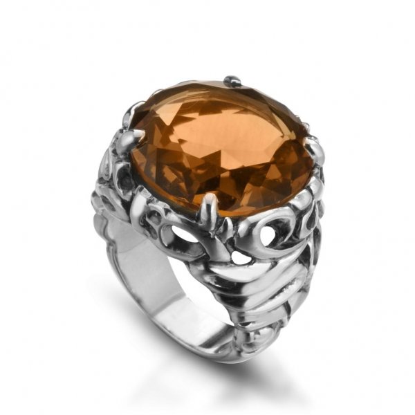 Ring in 925 silver with hydrothermal citrine