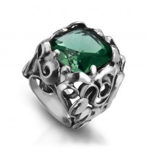 Ring in 925 silver with hydrothermal prasiolite
