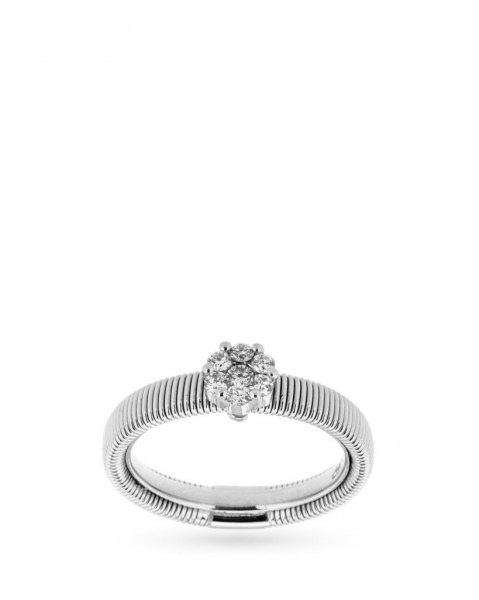 White gold band ring with rose of diamonds